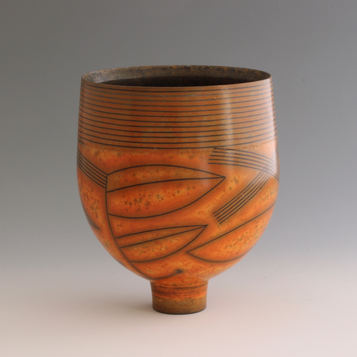 DR/M4 Terra-sigillata Bowl Form on Raised Foot.  Mottled interior. Height: 19.5 cm. Price in GBP:     SOLD